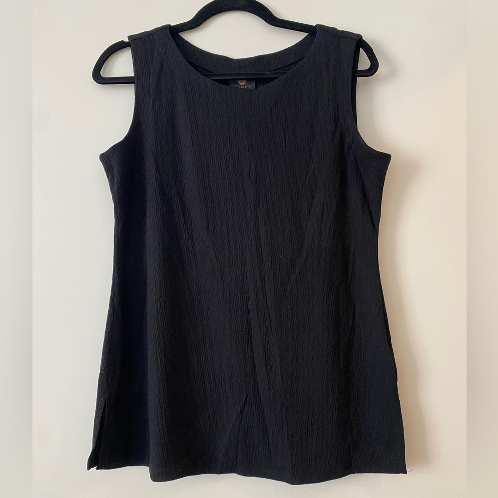 JM Collection Black Button Back Textured Tank Top